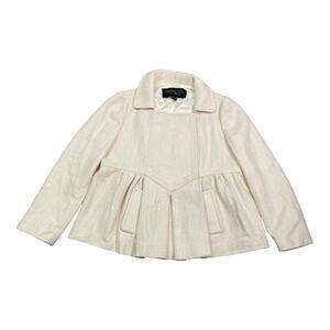 Designer Giambattista Valli Cream Double Breasted Peplum Jacket
